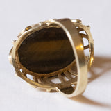 Anello vintage in oro 14K con occhio di tigre, anni ‘70