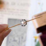 Antique 14K gold brooch with pearl and marcasites, early 1900s