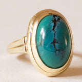Anello vintage in oro 14K con turchese, anni ‘60