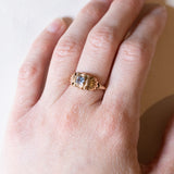 Anello vintage in oro 18K con topazio azzurro, anni ‘60