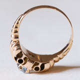 Anello vintage in oro 18K con topazio azzurro, anni ‘60