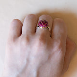 Vintage 18K gold ring with pink topazes, 1970s