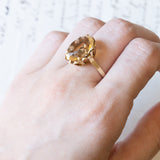 Vintage cocktail ring in 14K gold with yellow citrine quartz, 1960s