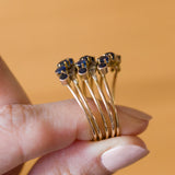 Anello harem vintage in oro 14K con zaffiri (1.20ctw ca.) e pietre bianche, anni ‘50