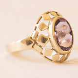 Anello vintage in oro giallo 8K con ametista (2.50ct ca.), anni ‘60/‘70