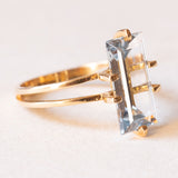 Anello vintage in oro giallo 18K con acquamarina (0.65ct ca.), anni ‘70/‘80