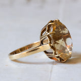 Vintage cocktail ring in 14K gold with yellow citrine quartz, 1960s