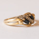 Anello vintage in oro 18K con zaffiri e diamanti, anni ‘60