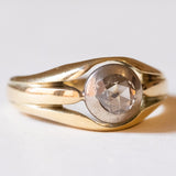 Anello solitario da uomo in oro 18K e argento con diamante di taglio rosetta, anni ‘20/‘30