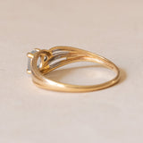 Anello vintage in oro 18K con pasta di vetro azzurra, anni ‘50