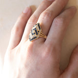 Anello vintage in oro 18K con zaffiri e diamanti