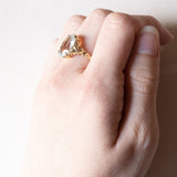 Anello vintage in oro 14K con acquamarina (4ct ca.), anni ‘60