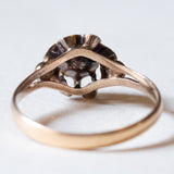 Solitario antico in oro 18K e argento con diamante di taglio rosetta, primi del ‘900