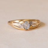 Anello vintage in oro 18K con pasta di vetro azzurra, anni ‘50