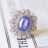 Anello convertito da susta in platino e oro bianco 18K con tanzanite (3ct ca.) e diamanti (1ctw ca.)