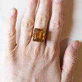 Anello vintage da cocktail in oro 18K con quarzo citrino (15ct ca.), anni ‘60