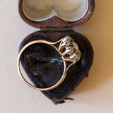 Anello antico a margherita in oro 18K e argento con diamanti (0.25ctw ca.), anni '30/'40