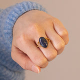 Anello vintage in oro giallo 18K con lapislazzulo, anni '60