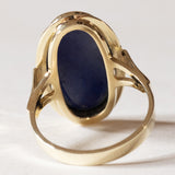 Anello vintage da sigillo in oro 14K con lapislazzuli, anni ‘50/‘60