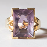 Anello vintage da cocktail in oro 14K con ametista (7ct ca.), anni ‘60/‘70