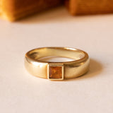 Bague en or 14 carats avec quartz citrine, années 50/60