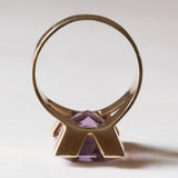 Anello vintage da cocktail in oro 14K con ametista (7ct ca.), anni ‘60/‘70