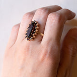 Anello vintage a margherita in oro 8K con granati, anni ‘60