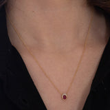 Collana vintage in oro 18K con ciondolo in oro 18K con rubino e diamanti, anni ‘70