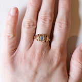 Anello vintage in oro 18K con topazio azzurro, anni ‘60