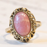 Anello vintage in oro 8K con rodocrosite, anni ‘60
