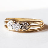 Anello retrò in oro 18K con pietra bianca, anni ‘40