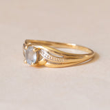 Anello vintage in oro 18K con pasta di vetro azzurra, anni ‘50