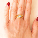 Anello vintage in oro giallo 18K con topazio azzurro (1ct ca.), anni ‘70/‘80