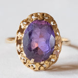 Anello vintage da cocktail in oro 18K con zaffiro viola, anni ‘60/‘70