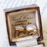 Orecchini vintage in oro 18K con perle mabé e diamanti (0.20ctw ca.), anni ‘60
