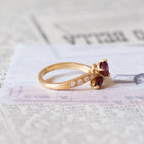 Anello vintage in oro 18K con diamanti (0.16ctw ca.) e rubini, anni ‘70