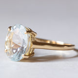 Anello vintage da cocktail in oro 18K con acquamarina, anni ‘50