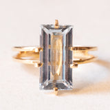 Anello vintage in oro giallo 18K con acquamarina (0.65ct ca.), anni ‘70/‘80