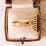 Anello vintage da cocktail in oro giallo 18K con quarzo fumé (20ct ca.), anni ‘50/‘60