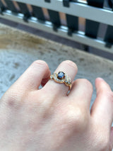 Bague vintage en or 14 carats avec saphirs et diamants, 1950