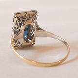 Anello Art Déco in oro giallo 18K e in oro bianco 18K con zaffiri e diamanti, anni ‘30