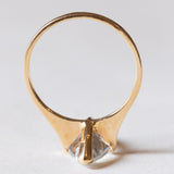 Anello vintage in oro 18K con quarzo azzurro, anni ‘50/‘60