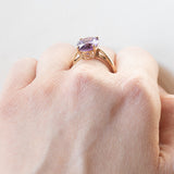 Anello vintage da cocktail in oro 8K con ametista (4.30ct ca.), anni ‘70/‘80