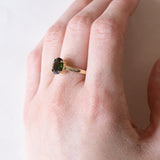 Anello solitario vintage in oro 14K con tsavorite verde, anni ‘70
