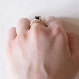 Anello solitario vintage in oro 14K con tsavorite verde, anni ‘70