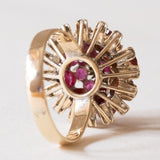 Anello vintage in oro 18K con rubini, anni ‘60/‘70