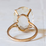 Vintage 18K Gold Cocktail Ring with Light Green Quartz, 1960s