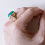 Anello vintage in oro 14K con turchese, anni ‘60