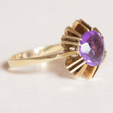 Anello vintage in oro giallo 14K con ametista (1.70ct ca.), anni ‘60/‘70