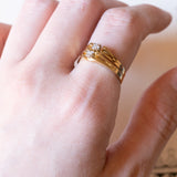 Coppia di anelli vintage in oro 18K con diamanti (0.08ctw ca.), anni ‘70